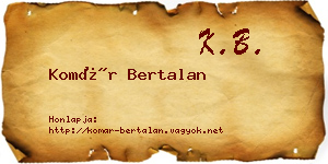 Komár Bertalan névjegykártya